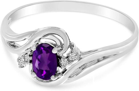 10k White Gold Oval Amethyst And Diamond Ring in Saudi Arabia