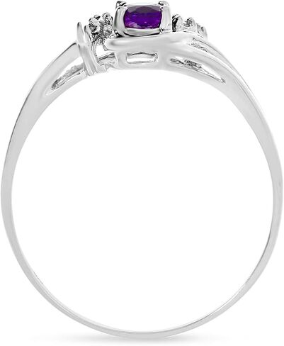 10k White Gold Oval Amethyst And Diamond Ring in Saudi Arabia