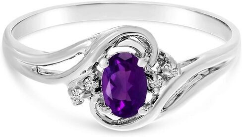10k White Gold Oval Amethyst And Diamond Ring in Saudi Arabia