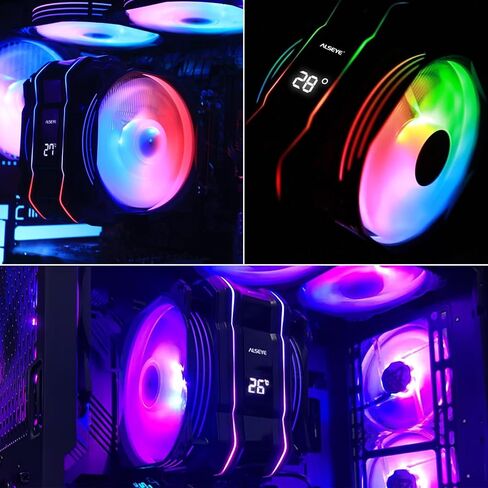 ALSEYE W90 Digital CPU Cooler for Intel, Temperature Displayed CPU Cooler for Small Size PC Case with Powerful 90mm ARGB Lighting Fan and 40mm High-Performance Heat Column Inside. (W90-Intel) in Kuwait