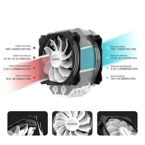 ALSEYE W90 Digital CPU Cooler for Intel, Temperature Displayed CPU Cooler for Small Size PC Case with Powerful 90mm ARGB Lighting Fan and 40mm High-Performance Heat Column Inside. (W90-Intel) in Kuwait