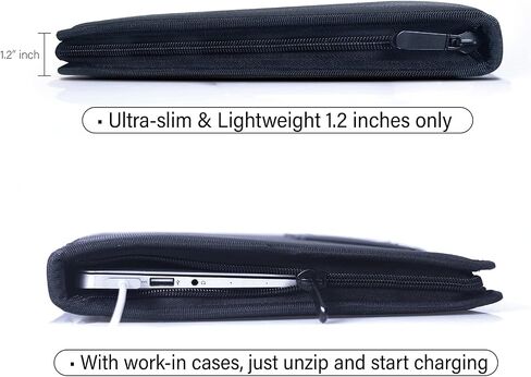 حافظة كمبيوتر محمول iBenzer مقاس 11 بوصة حقيبة حمل للكمبيوتر الشخصي متوافقة مع MacBook Air 11 Chromebook Ultrabook Notebook Surface Book HP Dell Lenovo Yoga Acer Asus Apple، أسود LS-FL11-BK in Saudi Arabia