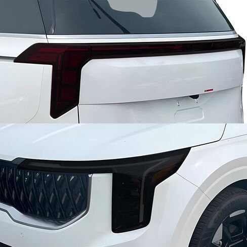 تصاميم Tech Bogar تصاميم الكامل المصابيح الأمامية Leillight Tint Tint متوافقة مع Kia Carnival 2025-2026 ، Dark Smoke in Kuwait