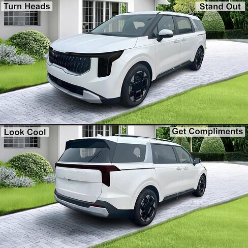 تصاميم Tech Bogar تصاميم الكامل المصابيح الأمامية Leillight Tint Tint متوافقة مع Kia Carnival 2025-2026 ، Dark Smoke in Kuwait
