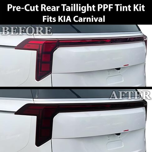 تصاميم Tech Bogar تصاميم الكامل المصابيح الأمامية Leillight Tint Tint متوافقة مع Kia Carnival 2025-2026 ، Dark Smoke in Kuwait