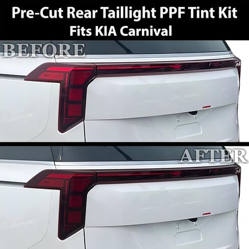 تصاميم Tech Bogar تصاميم الكامل المصابيح الأمامية Leillight Tint Tint متوافقة مع Kia Carnival 2025-2026 ، Dark Smoke in Kuwait