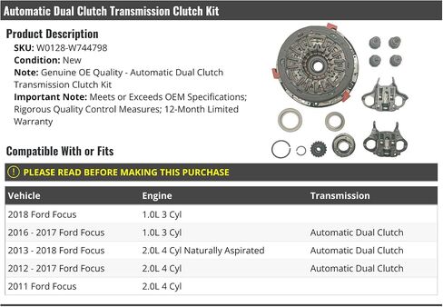 Automatic Dual Clutch Transmission Clutch Kit - Compatible with 2011-2018 Ford Focus in Saudi Arabia