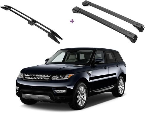 ERKUL Heavy Duty 220lbs Roof Rack Cross Bars for Range Rover Sport 2014-2022 | Solid Metal Mounts | Aluminum Crossbars with Anti Theft Lock for Rooftop - Compatible with Flush Rails - Black in Saudi Arabia