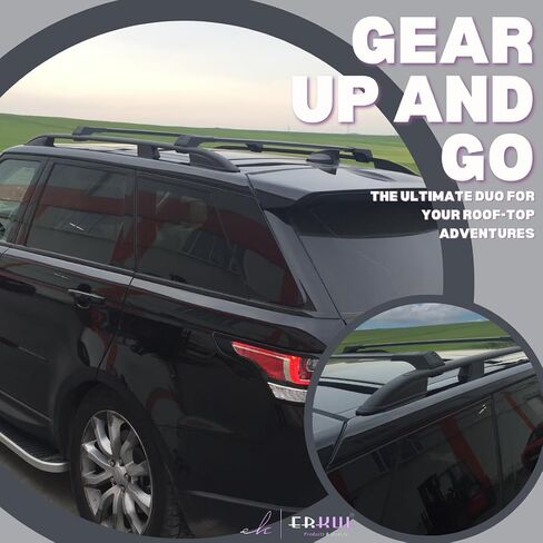 ERKUL Heavy Duty 220lbs Roof Rack Cross Bars for Range Rover Sport 2014-2022 | Solid Metal Mounts | Aluminum Crossbars with Anti Theft Lock for Rooftop - Compatible with Flush Rails - Black in Saudi Arabia