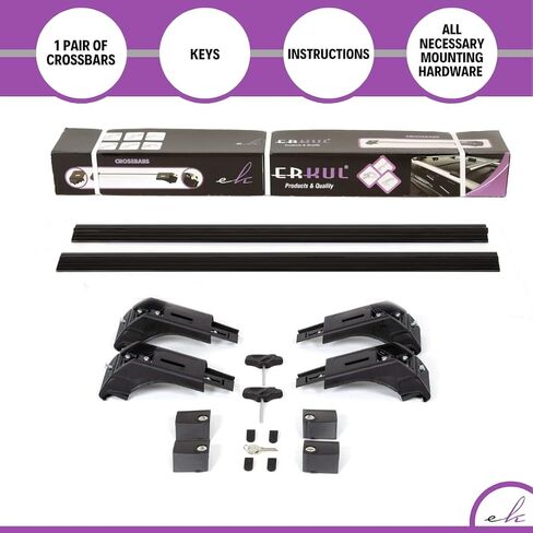 ERKUL Heavy Duty 220lbs Roof Rack Cross Bars for Range Rover Sport 2014-2022 | Solid Metal Mounts | Aluminum Crossbars with Anti Theft Lock for Rooftop - Compatible with Flush Rails - Black in Saudi Arabia