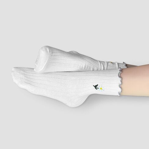 Cute Floral Pattern Yoga Socks for Women – Breathable Grip Ankle Socks with Ruffle Top, US Size 5-9 in Saudi Arabia