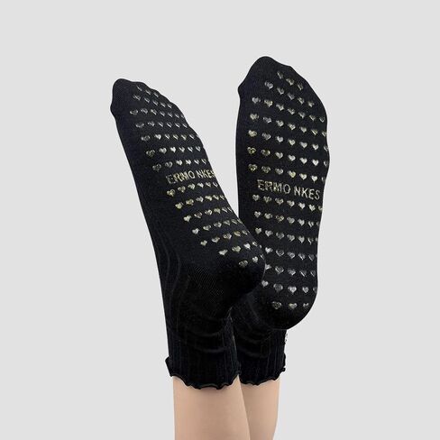 Cute Floral Pattern Yoga Socks for Women – Breathable Grip Ankle Socks with Ruffle Top, US Size 5-9 in Saudi Arabia
