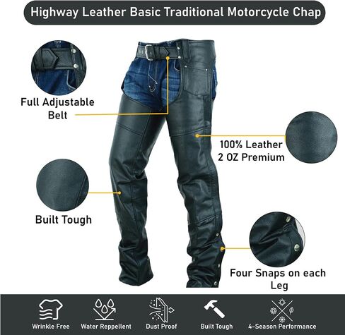Basic Classic Style Leather Motorcycle Chap for Motorcycle Riding Plain Easy Fit in Saudi Arabia