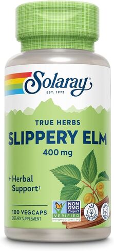SOLARAY Slippery Elm Bark Capsules (Ulmus Rubra) 400 mg - Soothing Herbal Support with Mucilage - Vegan, Lab Verified, 60-Day Money Back Guarantee - 100 Servings, 100 VegCaps in Saudi Arabia