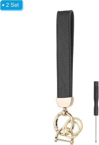 PATIKIL Leather Wristlet Keychain, PU Car Key Chain Holder Decorative Wrist Keychain, Anti-Lost D-Ring and Screwdriver in Saudi Arabia