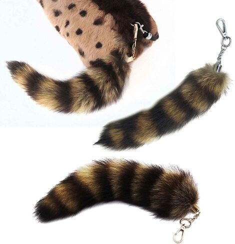 Cute -Racoon Tail Keychain Pendant Key-Chain Bags Charm Keys-Holder Couple Keyrings for Backpack Car Decoration Silver in Saudi Arabia