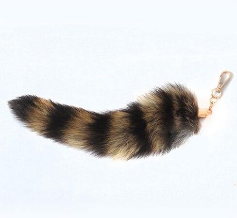 Cute -Racoon Tail Keychain Pendant Key-Chain Bags Charm Keys-Holder Couple Keyrings for Backpack Car Decoration Silver in Saudi Arabia