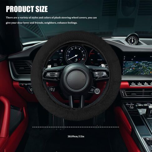 Car Fuzzy Steering Wheel Cover, Heated Steering Wheel Cover, 15 Inch Elastic Long Microfiber Plush Steering Wheel Cover for Winter Warm, Universal Car Accessories for Women Men (Pink) in Saudi Arabia