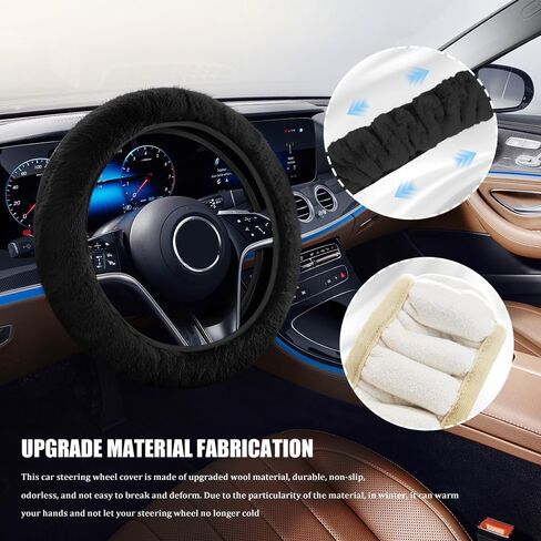 Car Fuzzy Steering Wheel Cover, Heated Steering Wheel Cover, 15 Inch Elastic Long Microfiber Plush Steering Wheel Cover for Winter Warm, Universal Car Accessories for Women Men (Pink) in Saudi Arabia