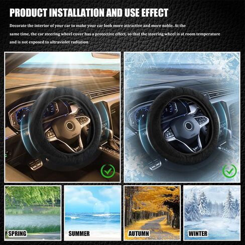 Car Fuzzy Steering Wheel Cover, Heated Steering Wheel Cover, 15 Inch Elastic Long Microfiber Plush Steering Wheel Cover for Winter Warm, Universal Car Accessories for Women Men (Pink) in Saudi Arabia