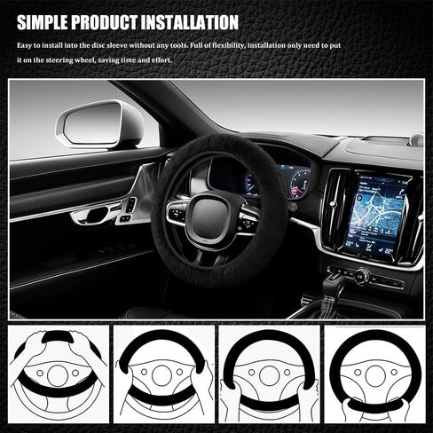 Car Fuzzy Steering Wheel Cover, Heated Steering Wheel Cover, 15 Inch Elastic Long Microfiber Plush Steering Wheel Cover for Winter Warm, Universal Car Accessories for Women Men (Pink) in Saudi Arabia