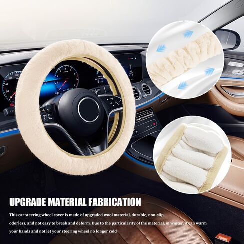 Car Fuzzy Steering Wheel Cover, Heated Steering Wheel Cover, 15 Inch Elastic Long Microfiber Plush Steering Wheel Cover for Winter Warm, Universal Car Accessories for Women Men (Pink) in Saudi Arabia