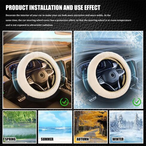 Car Fuzzy Steering Wheel Cover, Heated Steering Wheel Cover, 15 Inch Elastic Long Microfiber Plush Steering Wheel Cover for Winter Warm, Universal Car Accessories for Women Men (Pink) in Saudi Arabia