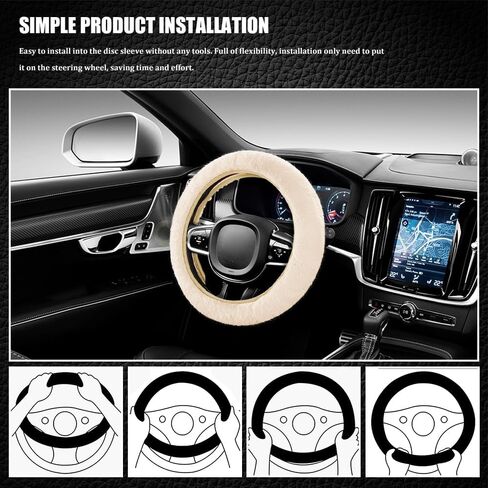 Car Fuzzy Steering Wheel Cover, Heated Steering Wheel Cover, 15 Inch Elastic Long Microfiber Plush Steering Wheel Cover for Winter Warm, Universal Car Accessories for Women Men (Pink) in Saudi Arabia