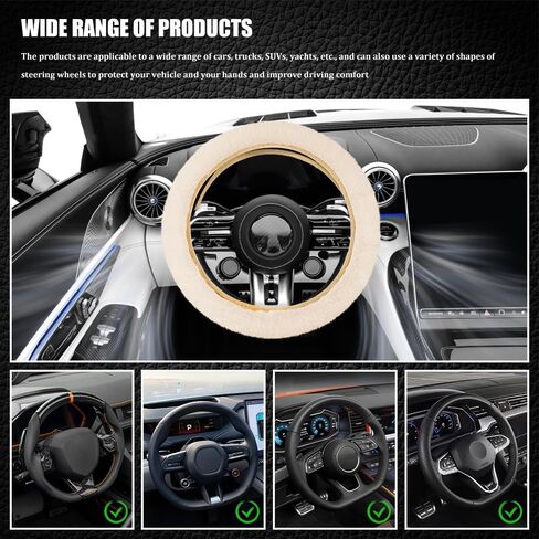 Car Fuzzy Steering Wheel Cover, Heated Steering Wheel Cover, 15 Inch Elastic Long Microfiber Plush Steering Wheel Cover for Winter Warm, Universal Car Accessories for Women Men (Pink) in Saudi Arabia