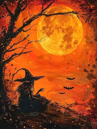 SKRYUIE Paint by Numbers Kit for Adults Beginner Halloween, Acrylic Oil Painting by Numbers Kits with PaintBrushes Art Crafts Canvas for Home Decor 16x20 inch / 40x50 cm B49821 in Saudi Arabia