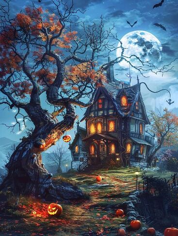 SKRYUIE Paint by Numbers Kit for Adults Beginner Halloween, Acrylic Oil Painting by Numbers Kits with PaintBrushes Art Crafts Canvas for Home Decor 16x20 inch / 40x50 cm B49821 in Saudi Arabia