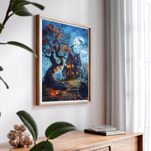 SKRYUIE Paint by Numbers Kit for Adults Beginner Halloween, Acrylic Oil Painting by Numbers Kits with PaintBrushes Art Crafts Canvas for Home Decor 16x20 inch / 40x50 cm B49821 in Saudi Arabia
