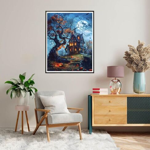 SKRYUIE Paint by Numbers Kit for Adults Beginner Halloween, Acrylic Oil Painting by Numbers Kits with PaintBrushes Art Crafts Canvas for Home Decor 16x20 inch / 40x50 cm B49821 in Saudi Arabia