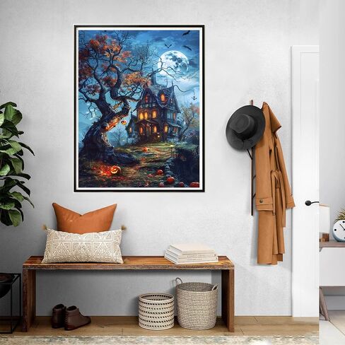 SKRYUIE Paint by Numbers Kit for Adults Beginner Halloween, Acrylic Oil Painting by Numbers Kits with PaintBrushes Art Crafts Canvas for Home Decor 16x20 inch / 40x50 cm B49821 in Saudi Arabia