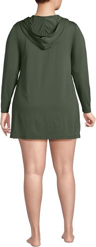 Lands' End Women's Cotton Jersey Long Sleeve Hooded Swim Cover-up Dress in Saudi Arabia