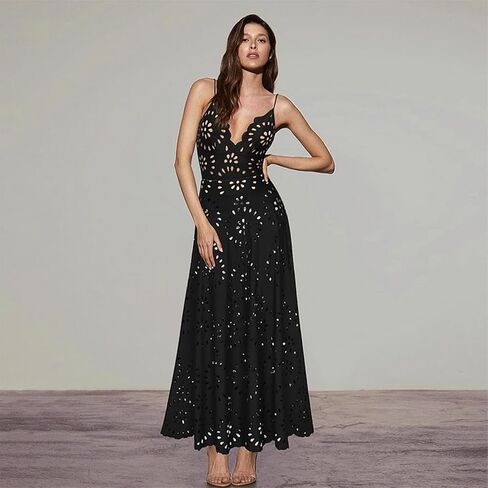 Ypser Eyelet Beach Maxi Skirt A-Line Hollow Out Out Long Skirt Cover Up for Swimsuits 2025 in Saudi Arabia