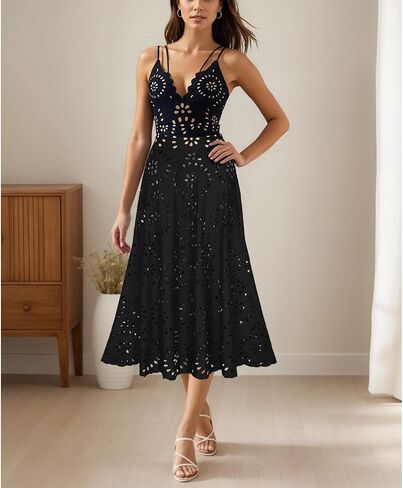Ypser Eyelet Beach Maxi Skirt A-Line Hollow Out Out Long Skirt Cover Up for Swimsuits 2025 in Saudi Arabia