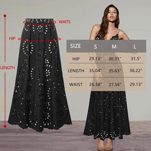 Ypser Eyelet Beach Maxi Skirt A-Line Hollow Out Out Long Skirt Cover Up for Swimsuits 2025 in Saudi Arabia