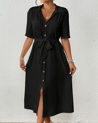 Bsubseach Swimsuit Coverup for Women Button Down Bathing Suit Cover Up with Tie Belt Long Maxi Beach Shirt Dress in Saudi Arabia