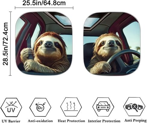 Novetly Car Windshield Sun Shown Funny Sloth Driving Car Sun Shield لحماية النافذة الأمامية ، والملحقات الداخلية للسيارات in Kuwait