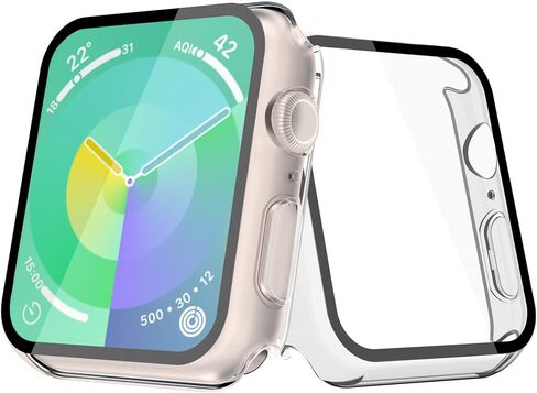 [2 Pack] JULK Case with Tempered Glass Screen Protector for Apple Watch 10 (2024) 42mm, Slim Guard Bumper with HD Glass, Full Coverage Hard PC Protective Cover for iWatch Series 10 42mm, Transparent in Saudi Arabia