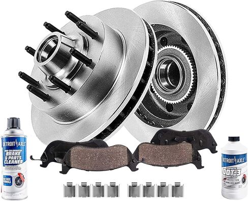 Detroit Axle - Front Brake Kit for 2008-2014 Ford E-150 E-250 E-450 Super Duty, 08-19/2021 E-350 Super Duty [w/Single Rear Wheel] Replacement Disc Brake Rotors Ceramic Brakes Pads in Saudi Arabia