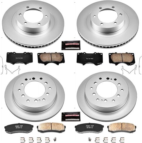 Power Stop CRK2422 دوار الفرامل المغلفة ومنصات الفرامل السيراميك-الأمامي والخلفي لـ LEXUS GX470 2003-2009 ، Toyota 4Runner 2003-2009 [Model Second] in Saudi Arabia