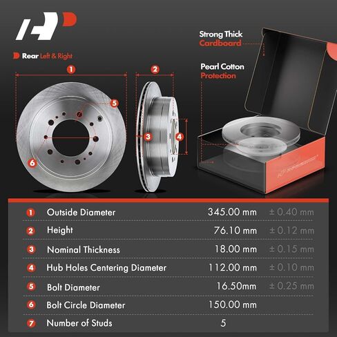 A-Premium 13.58 in (345mm) Rear Drilled and Slotted Disc Brake Rotors + Ceramic Pads Kit Compatible with Toyota and Lexus Models - LX570/Land Cruiser 2008-2011/2013-2021, Sequoia 08-21, Tundra 07-21 in Saudi Arabia