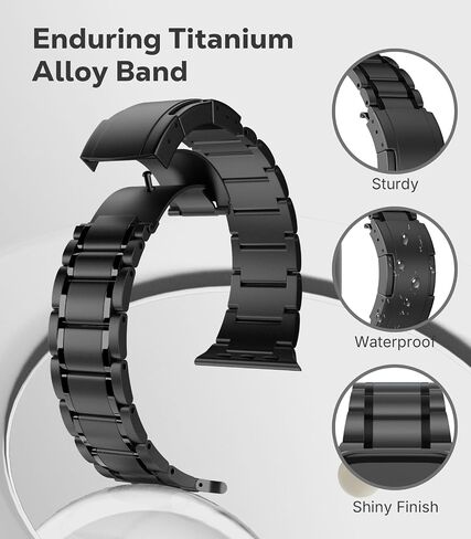 MoKo Titanium Band Compatible with Apple Watch Band 49mm 46mm 45mm 44mm 42mm iWatch Ultra2 Ultra SE 2 SE Series 10 9 8 7 6 5 4 3 2 1,Titanium Replacement Watch Band with Folding Clasp in Saudi Arabia