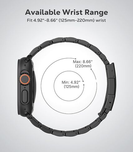 MoKo Titanium Band Compatible with Apple Watch Band 49mm 46mm 45mm 44mm 42mm iWatch Ultra2 Ultra SE 2 SE Series 10 9 8 7 6 5 4 3 2 1,Titanium Replacement Watch Band with Folding Clasp in Saudi Arabia