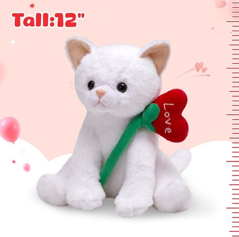 Houwsbaby Glow Teddy Bear with Rose White Bear Stuffed Animal Soft Light Up Plush Toy LED Night Lights Birthday Christmas for Kids Toddler Girlfriend,White,10.5'' in Kuwait