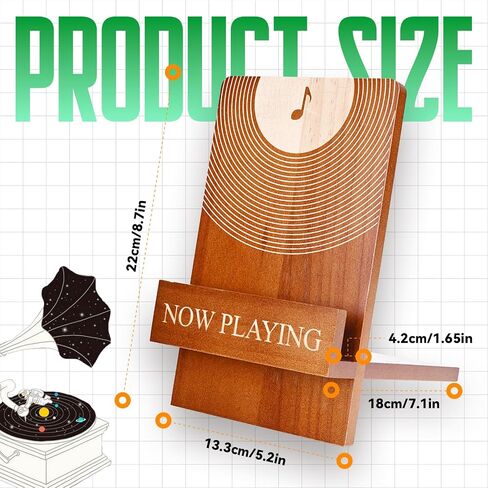 Now Play Vinyl Record Holder, Classic Wooden Record Holder, Music Playback Logo, Used To Store Your Albums, Vinyl Accessories Suitable For LP Enthusiasts, Rotating in Saudi Arabia