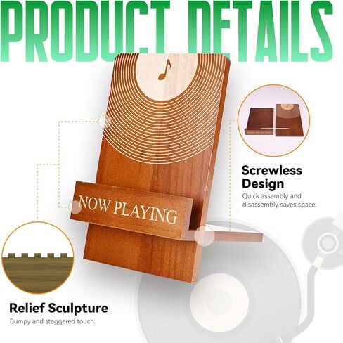 Now Play Vinyl Record Holder, Classic Wooden Record Holder, Music Playback Logo, Used To Store Your Albums, Vinyl Accessories Suitable For LP Enthusiasts, Rotating in Saudi Arabia