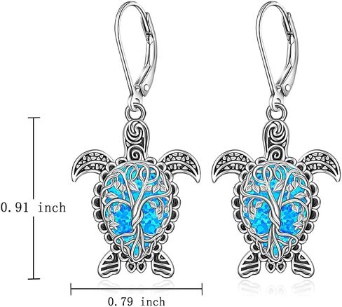 Moonstone Turtle Necklace Opal Sea Turtle Earrings for Women Sterling Silver Tree of Life Hawaii Turtles Jewelry Mothers Day Gifts in Saudi Arabia